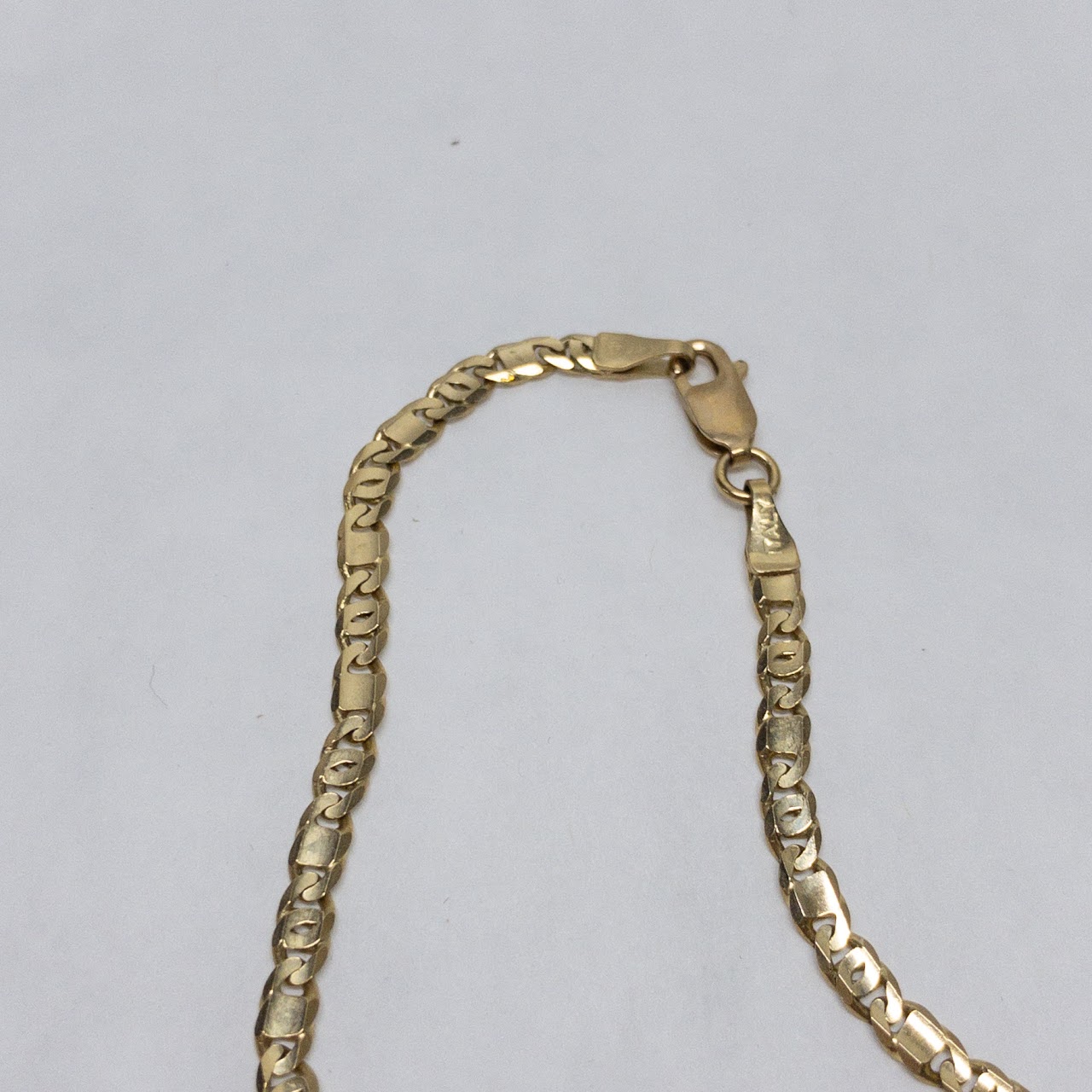 14" Gold Beveled Mariner Chain Necklace