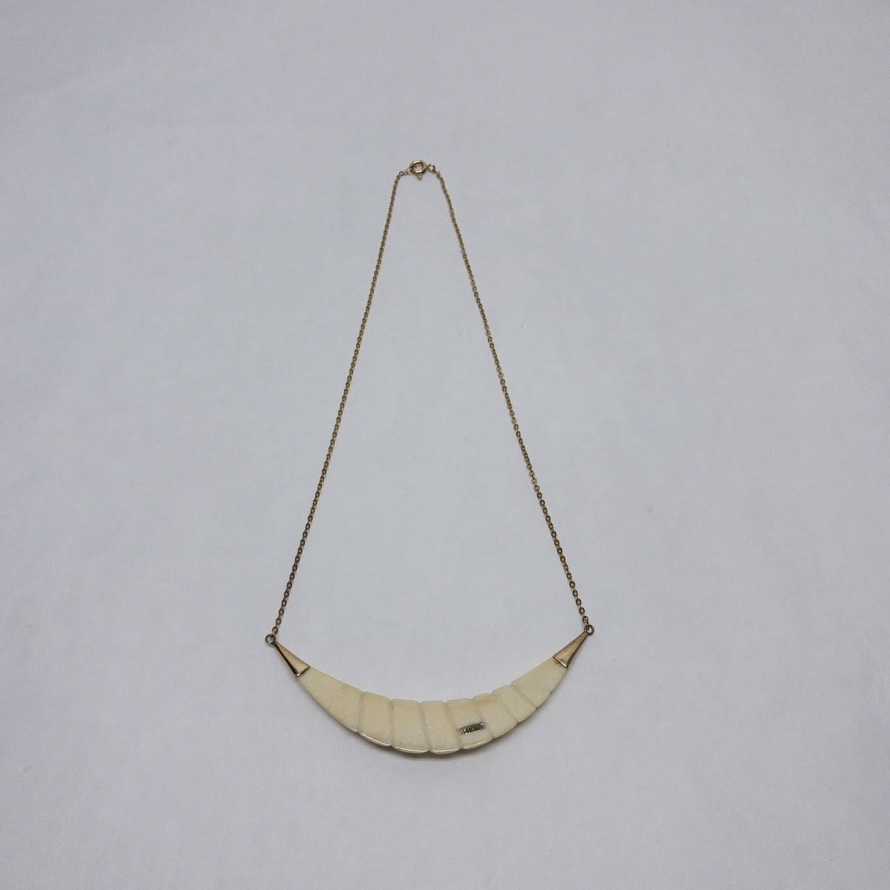 14K Gold & Bone Pendant Necklace