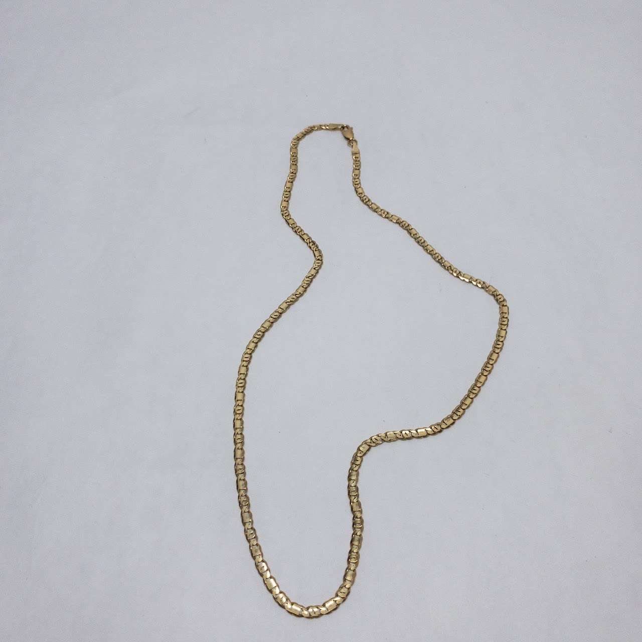 14" Gold Beveled Mariner Chain Necklace