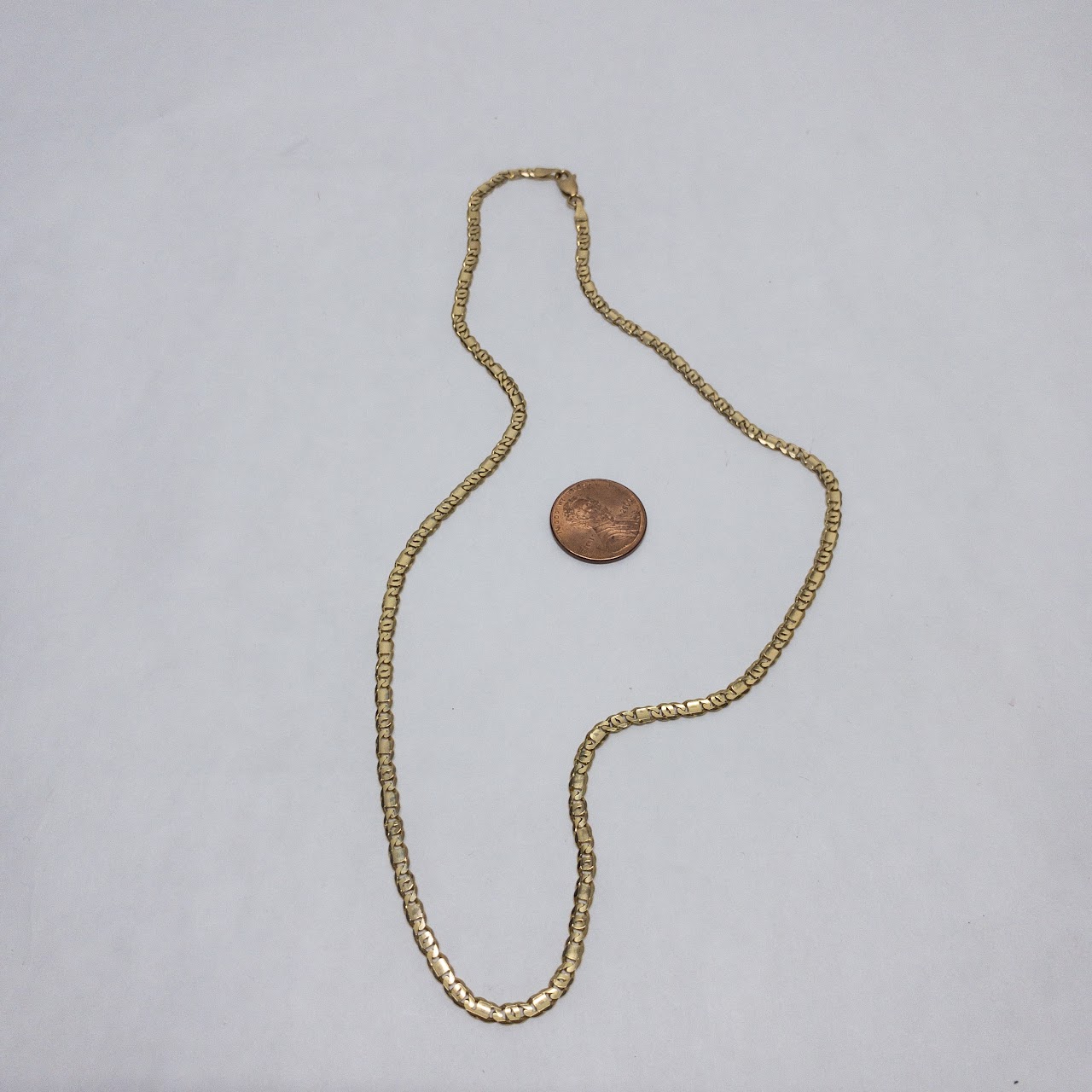 14" Gold Beveled Mariner Chain Necklace