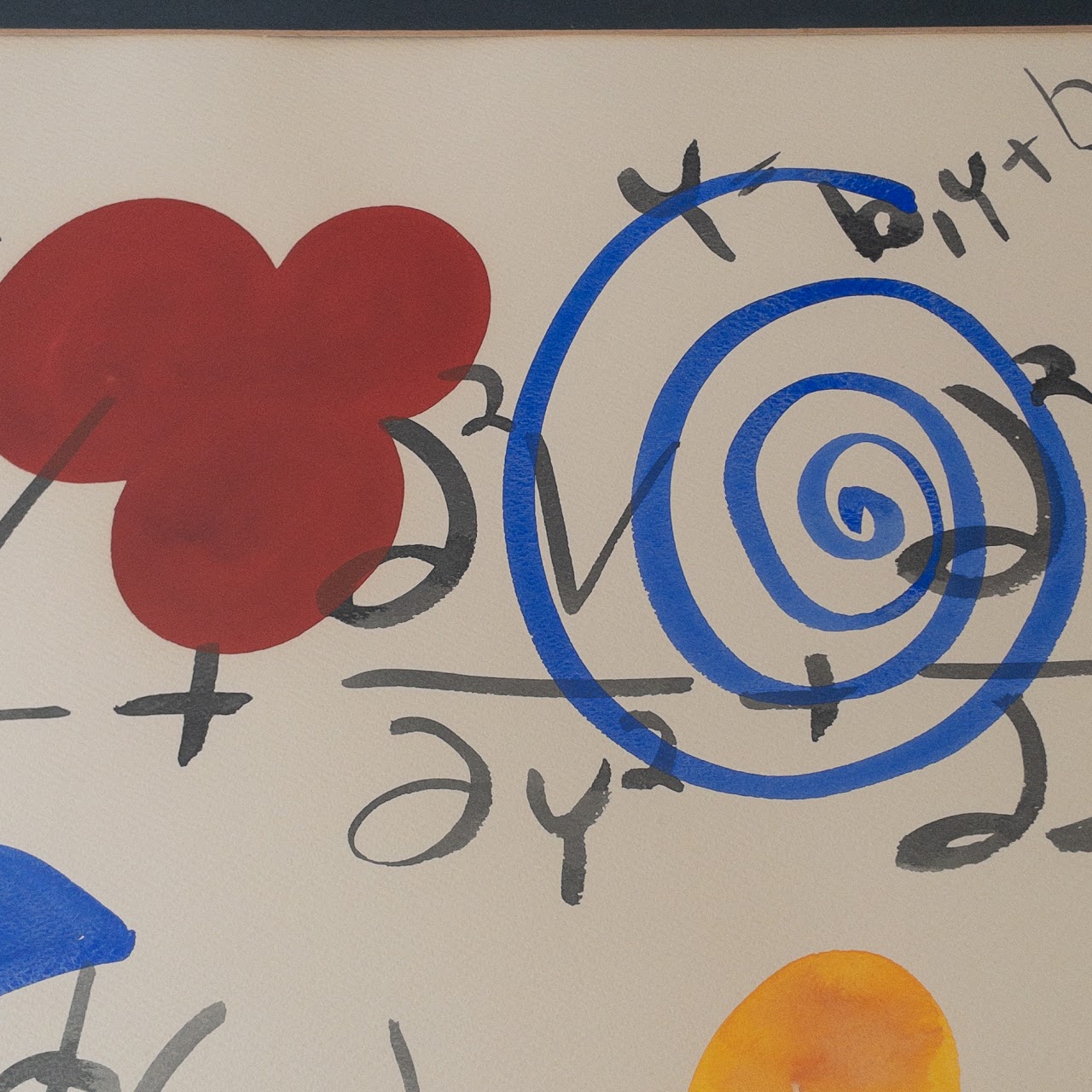 1975 Signed Miró Inspired Mathematics Watercolor Painting