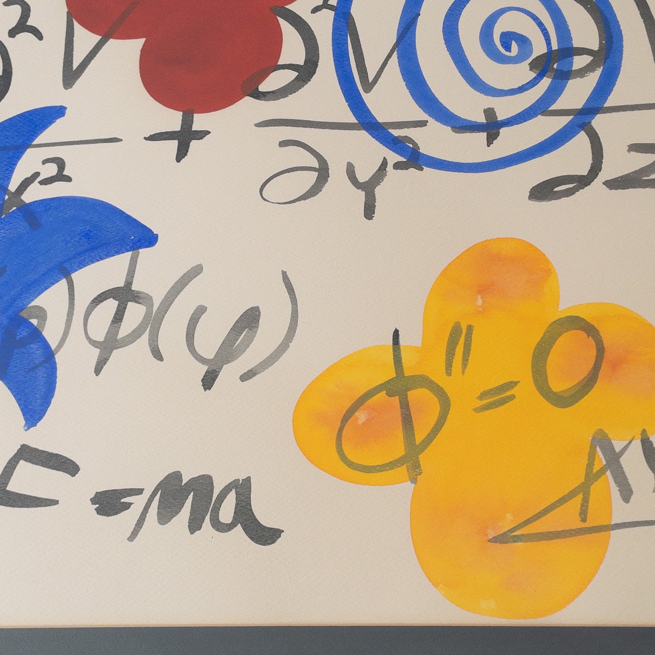 1975 Signed Miró Inspired Mathematics Watercolor Painting