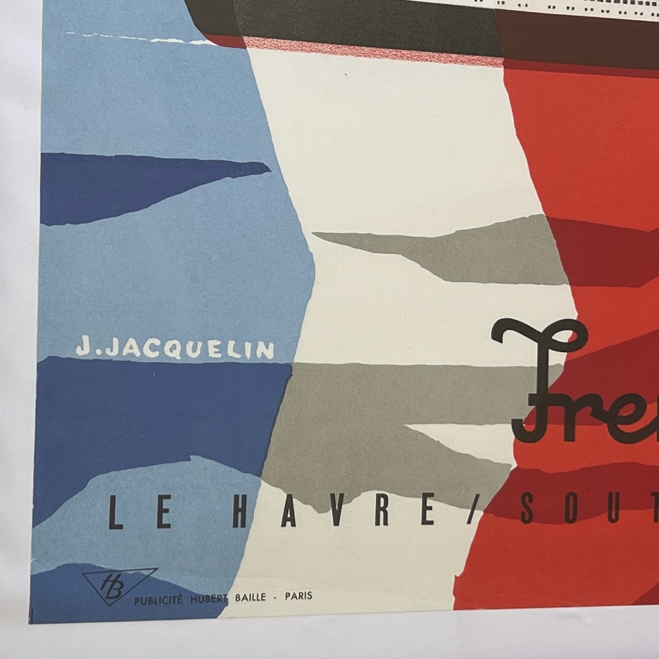 SS France Cie Gle Transatlantique French Line 1961 Lithograph Poster