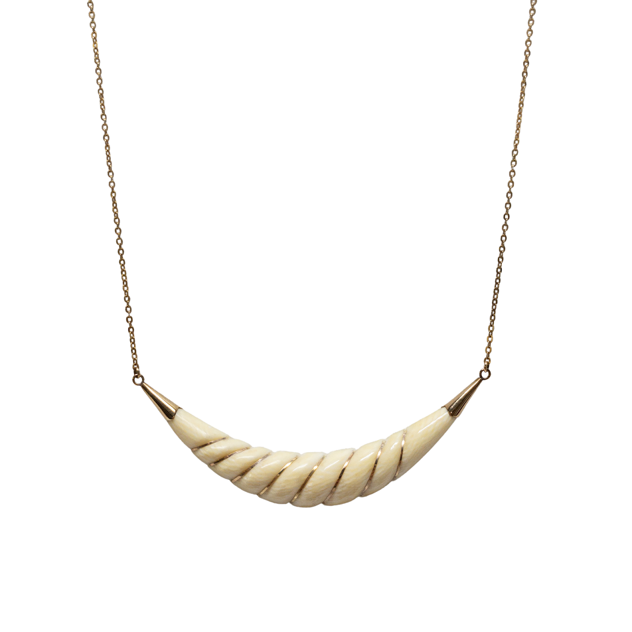 14K Gold & Bone Pendant Necklace