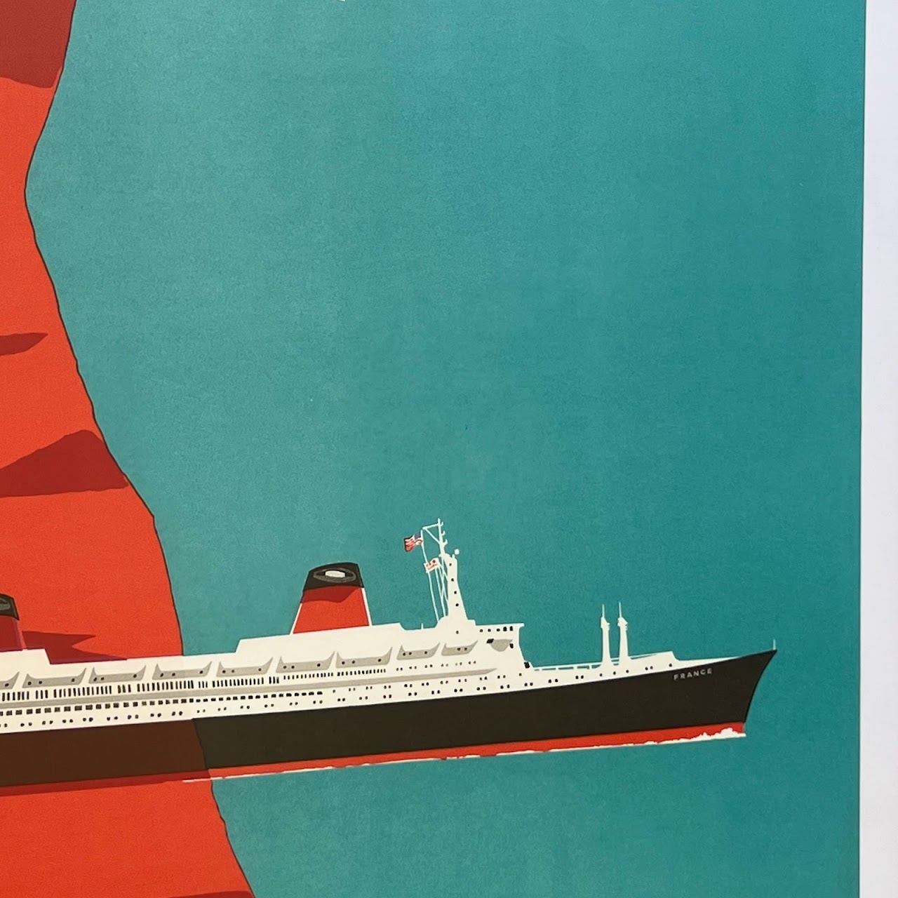 SS France Cie Gle Transatlantique French Line 1961 Lithograph Poster