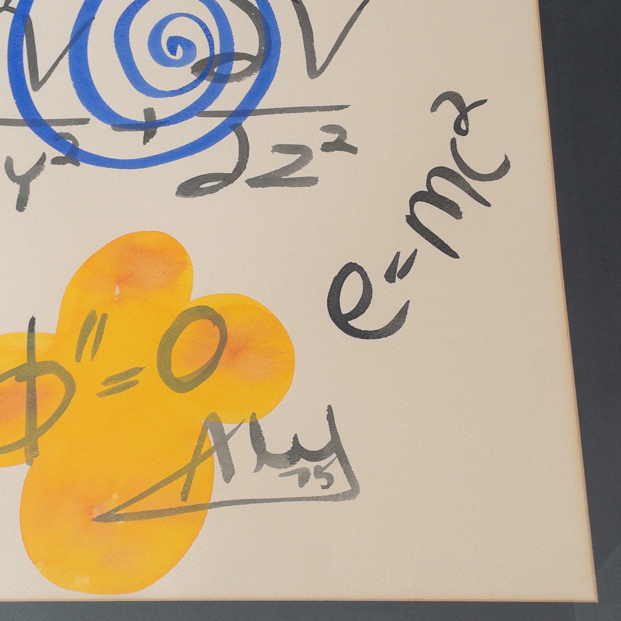 1975 Signed Miró Inspired Mathematics Watercolor Painting