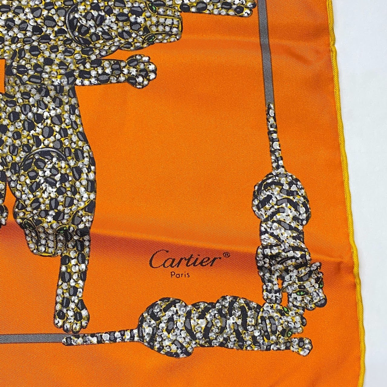 Cartier Panther Grid Silk Scarf