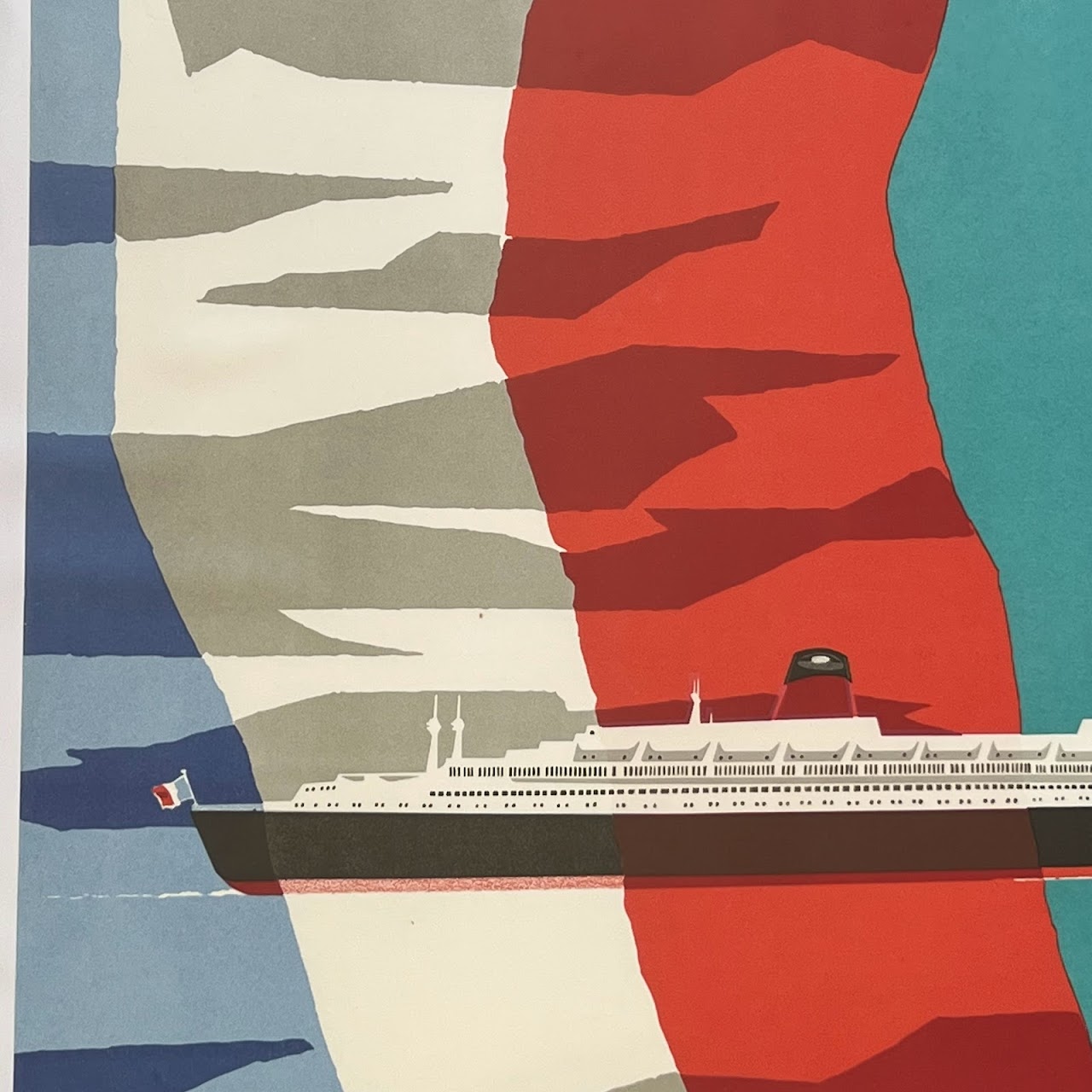 SS France Cie Gle Transatlantique French Line 1961 Lithograph Poster