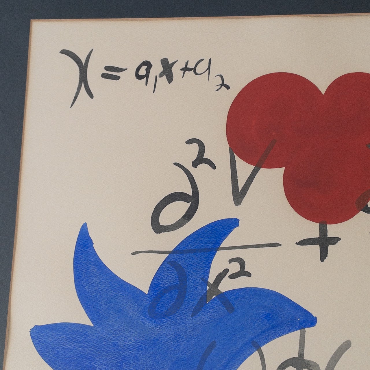 1975 Signed Miró Inspired Mathematics Watercolor Painting