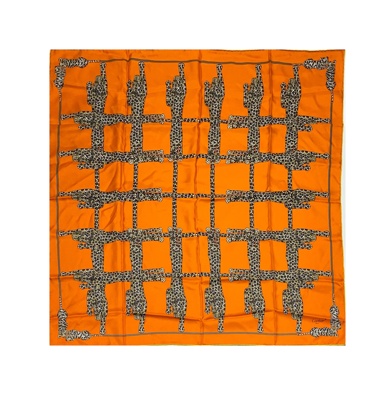 Cartier Panther Grid Silk Scarf