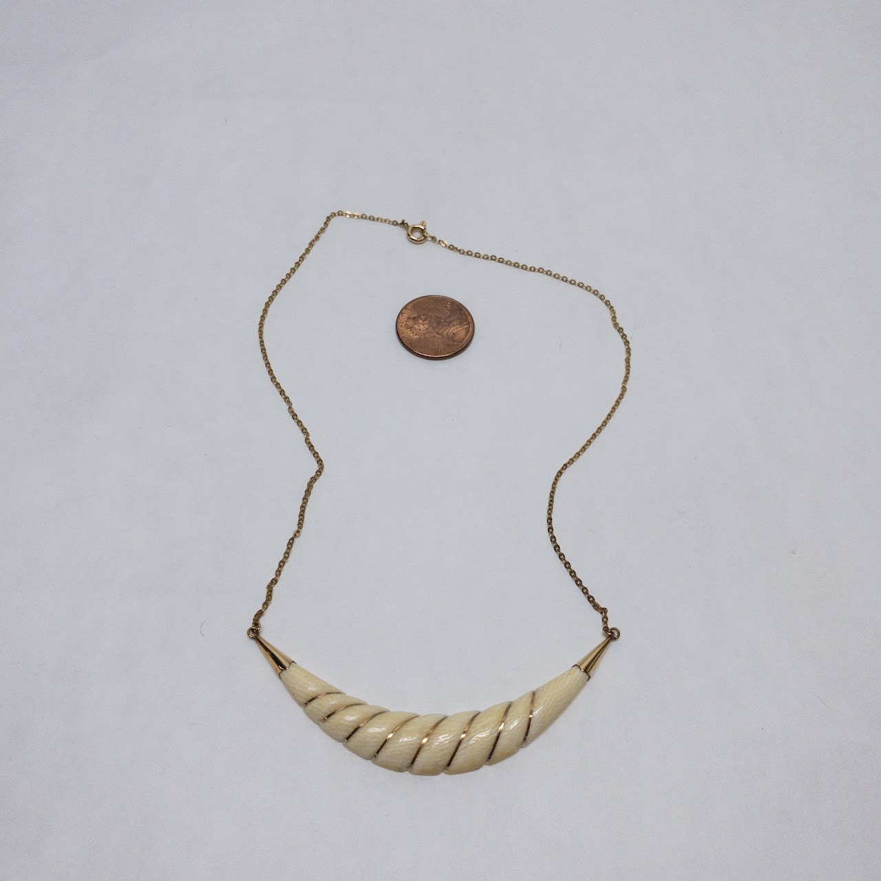 14K Gold & Bone Pendant Necklace