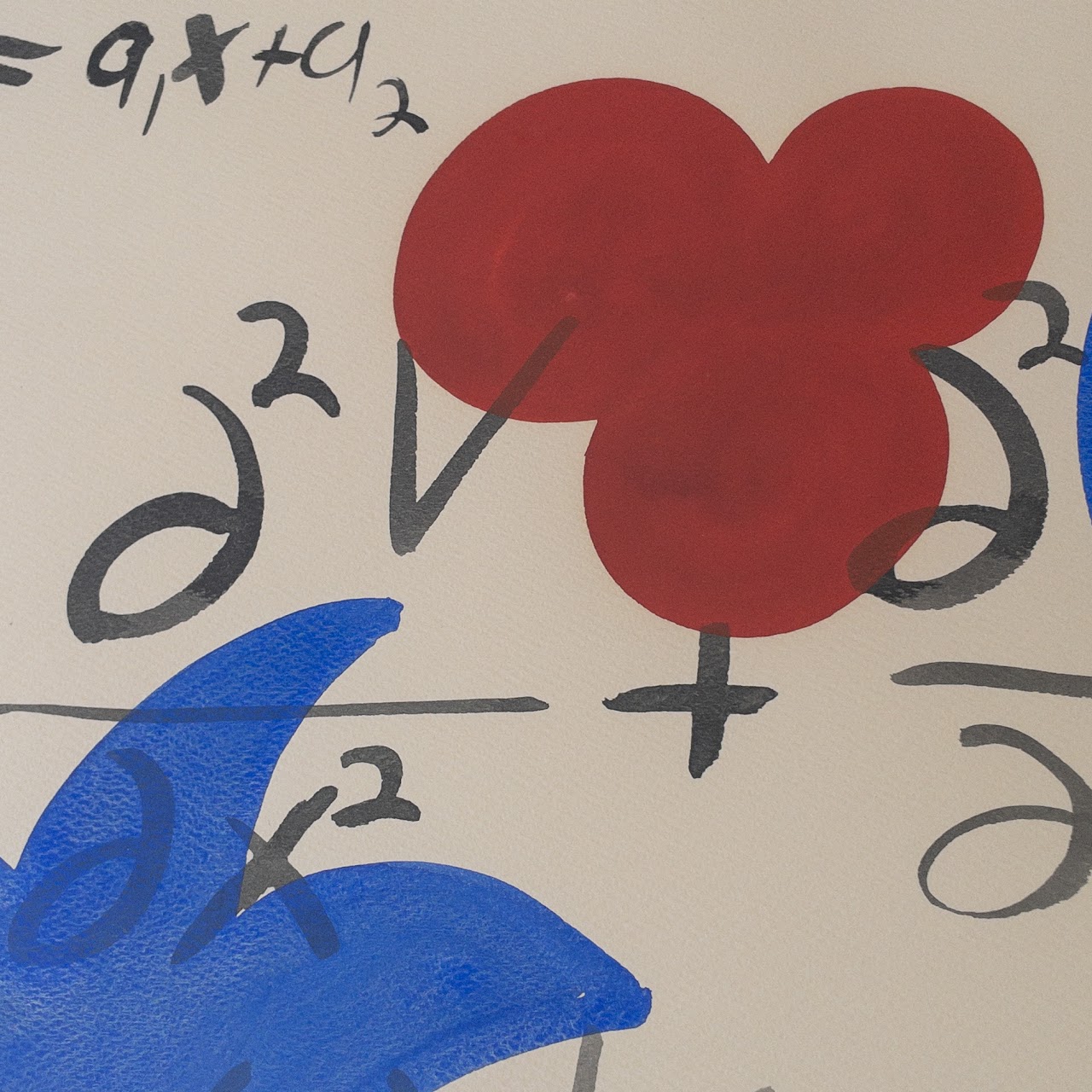 1975 Signed Miró Inspired Mathematics Watercolor Painting