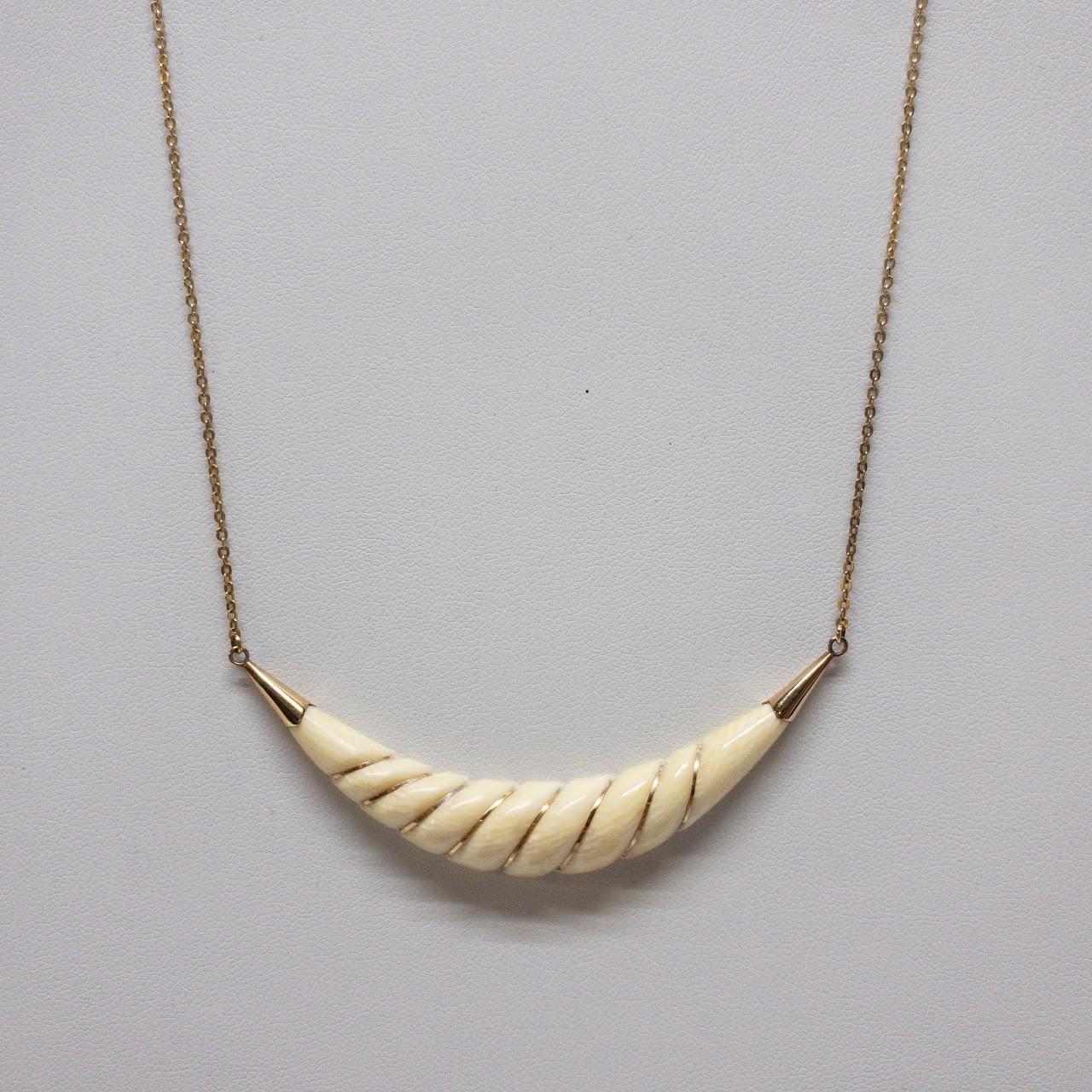 14K Gold & Bone Pendant Necklace