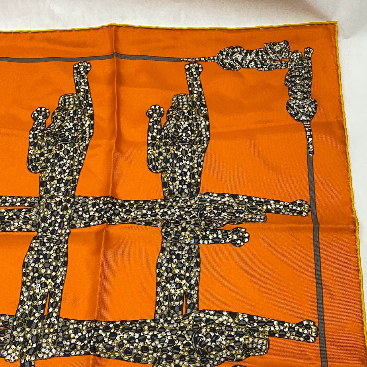 Cartier Panther Grid Silk Scarf