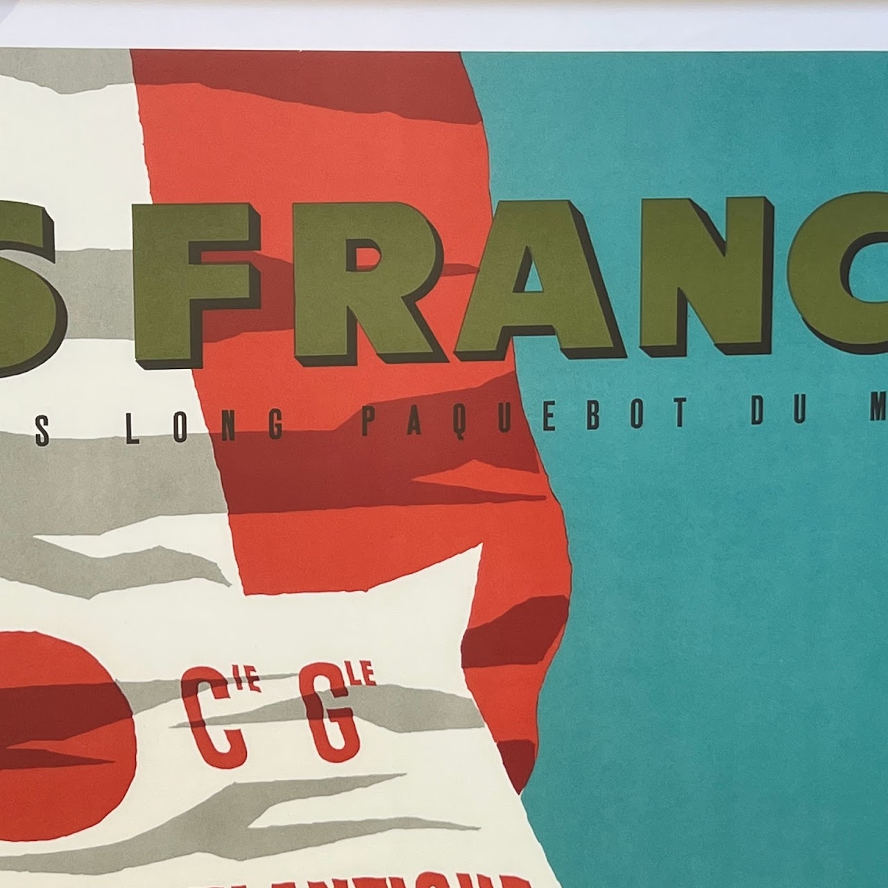 SS France Cie Gle Transatlantique French Line 1961 Lithograph Poster