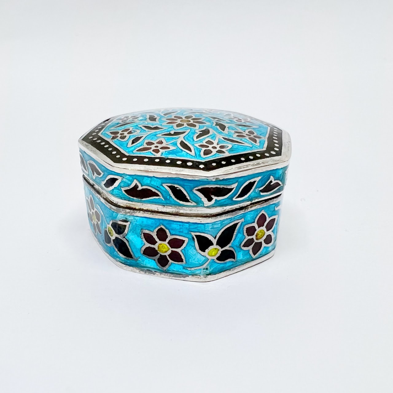 Sterling Silver Enamel Pill Box