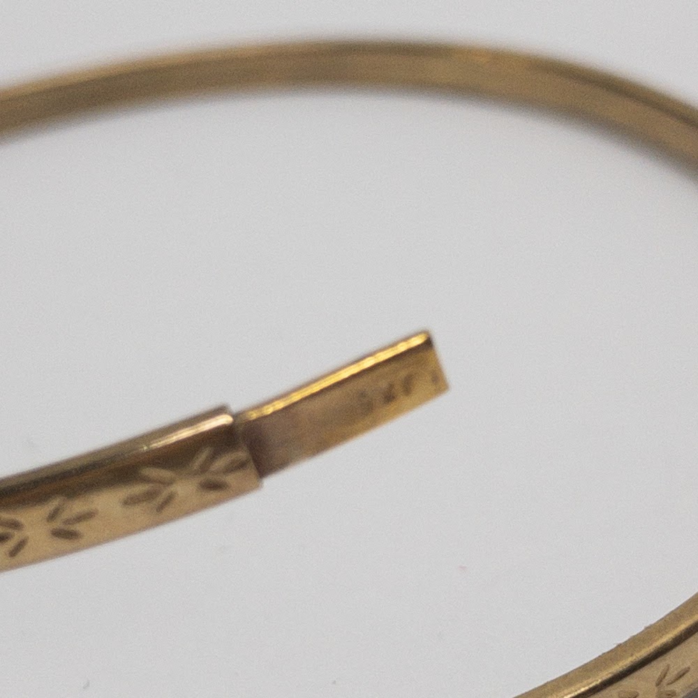 9K Gold Engraved Bangle Bracelet