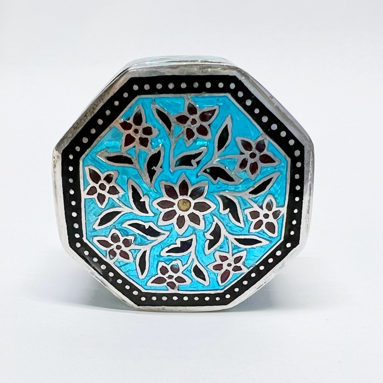 Sterling Silver Enamel Pill Box