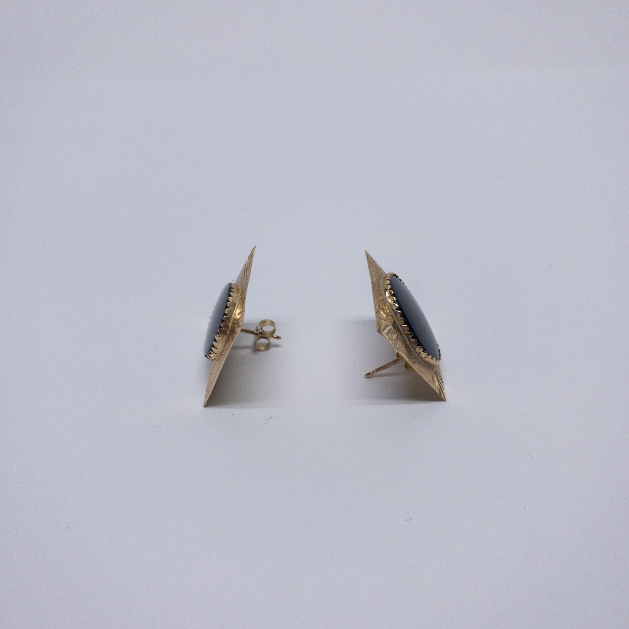 14K Gold & Onyx Square Earrings