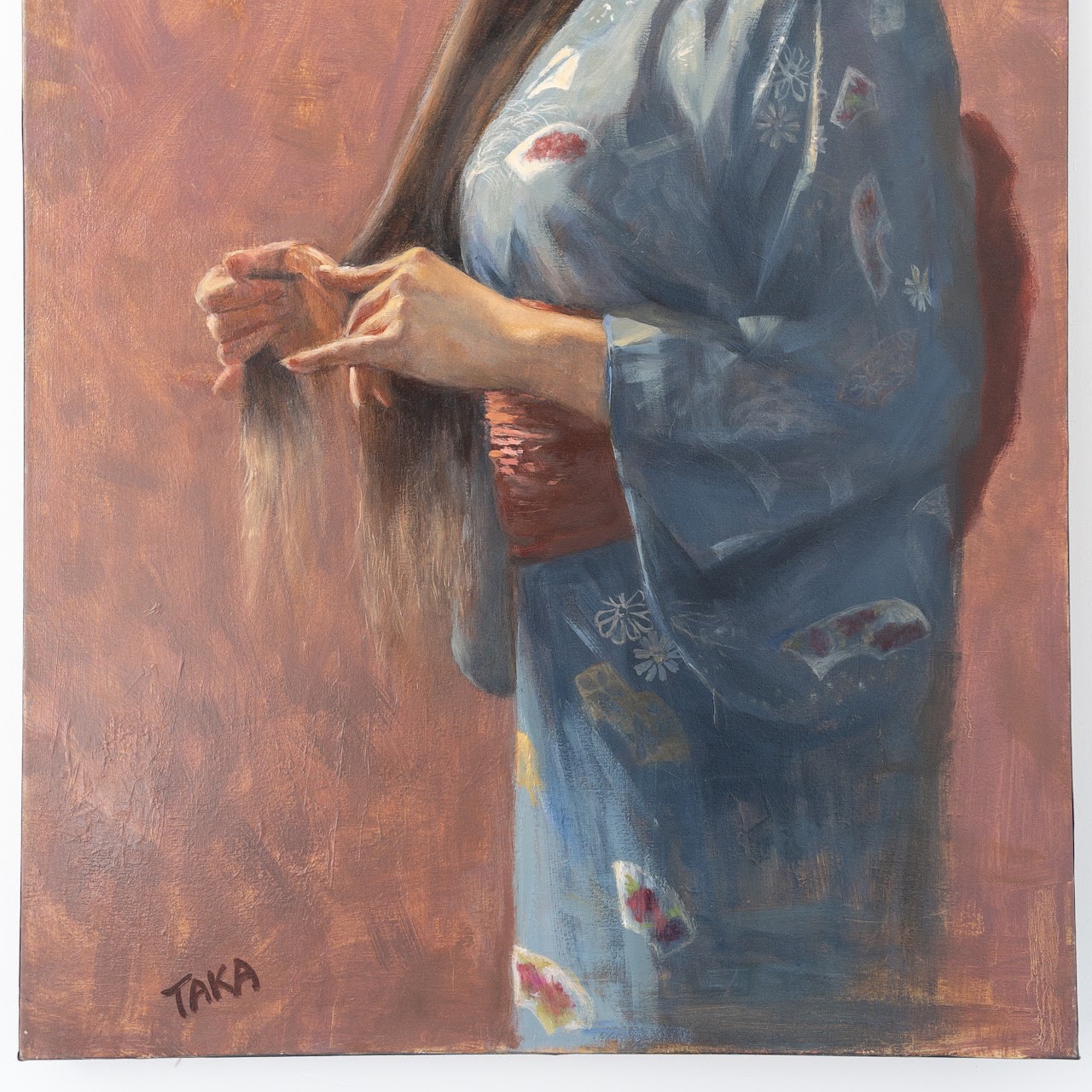 Takako Yoneyama Signed Oil Female Portrait Painting