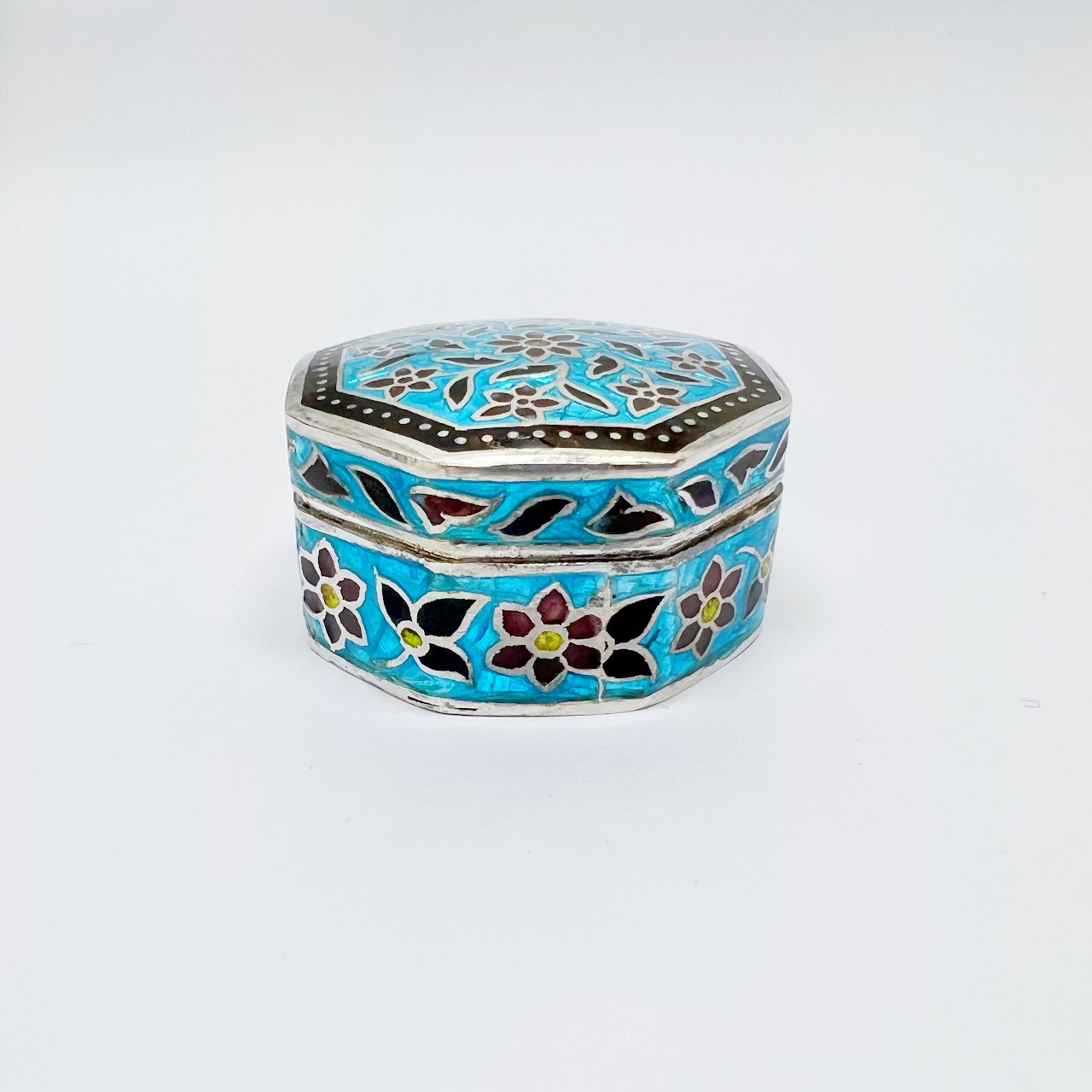 Sterling Silver Enamel Pill Box