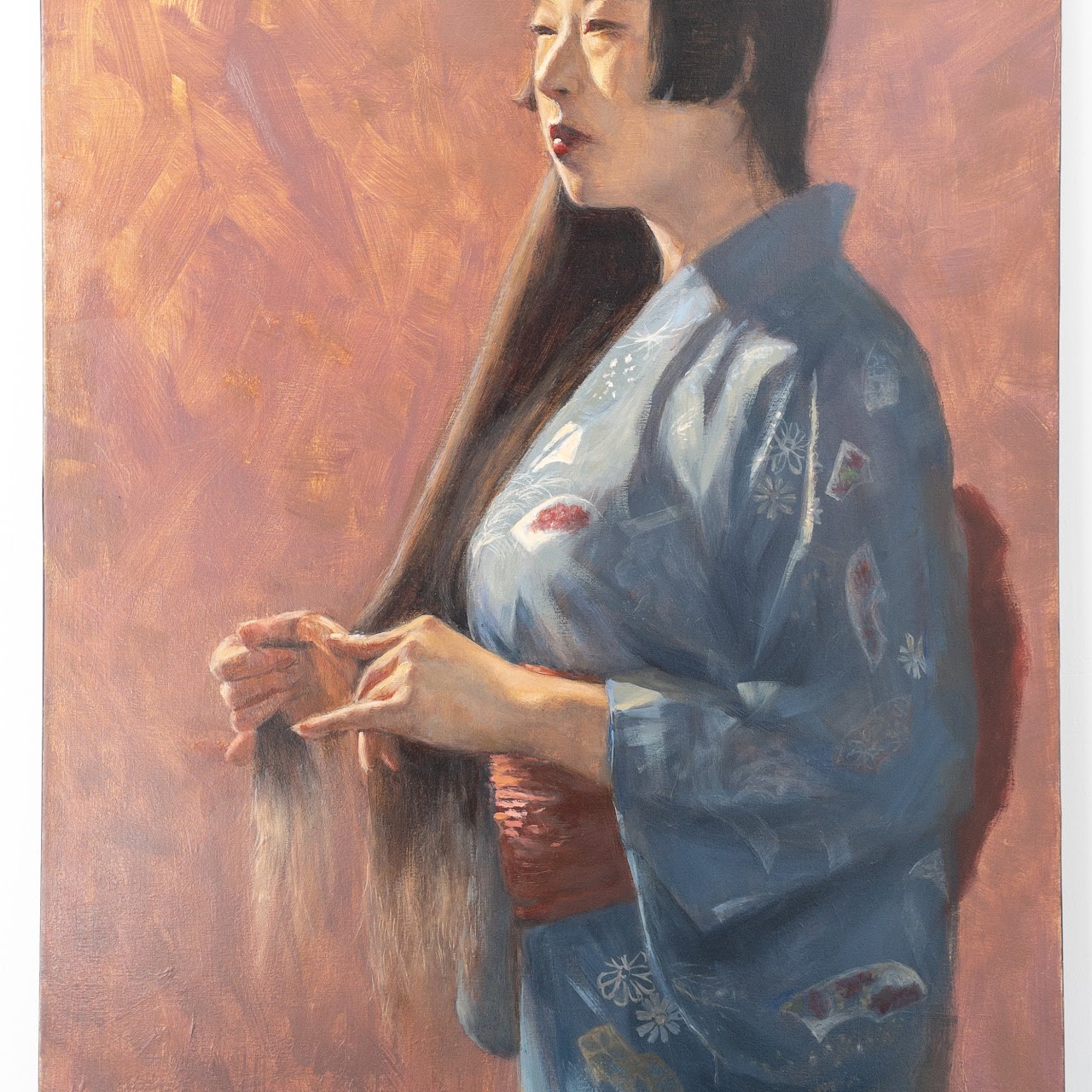 Takako Yoneyama Signed Oil Female Portrait Painting