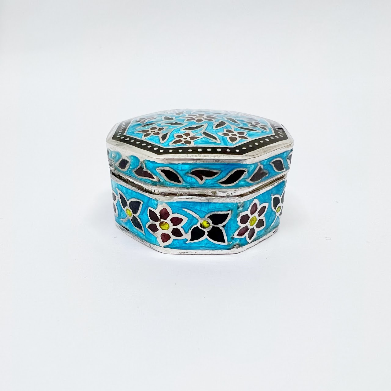 Sterling Silver Enamel Pill Box