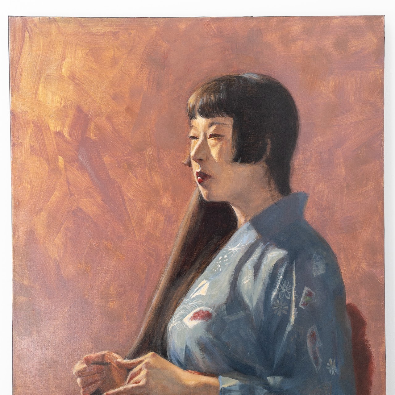 Takako Yoneyama Signed Oil Female Portrait Painting