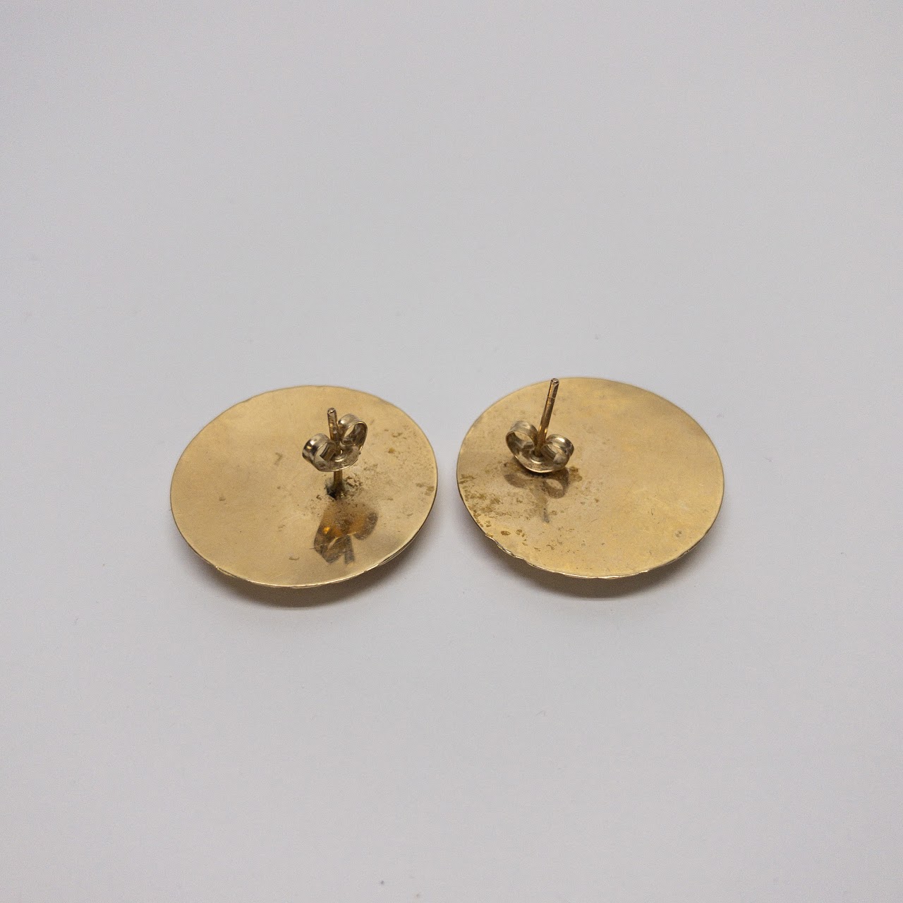 14K Gold Ribbed Circle Earrings