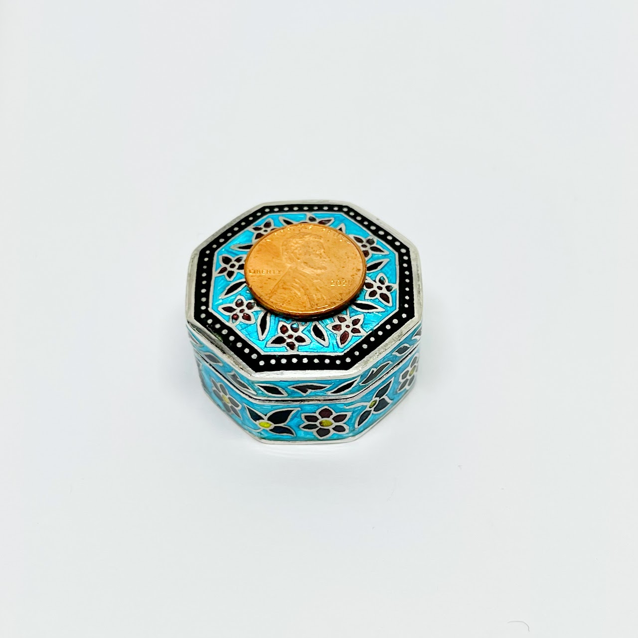 Sterling Silver Enamel Pill Box