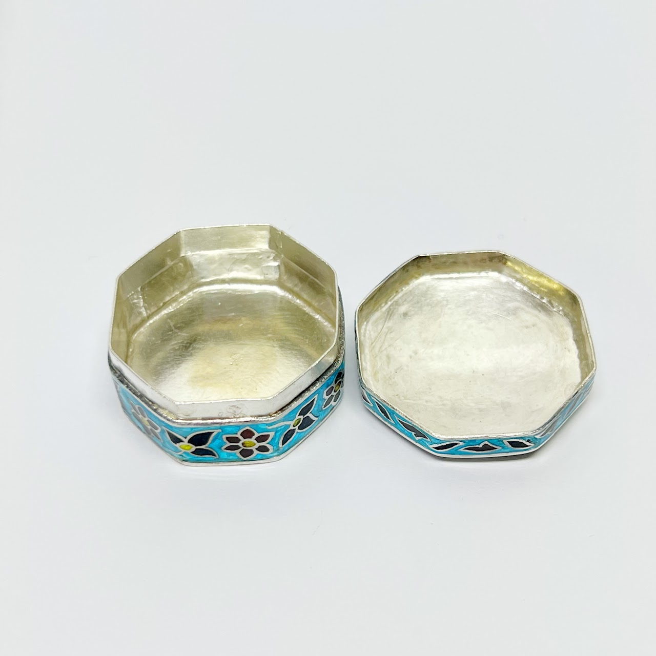 Sterling Silver Enamel Pill Box