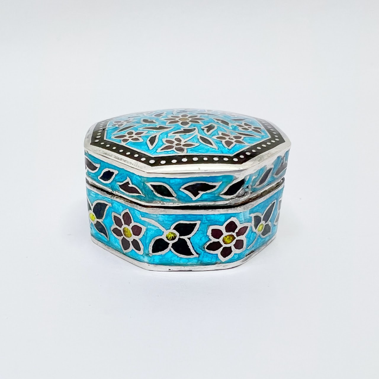 Sterling Silver Enamel Pill Box