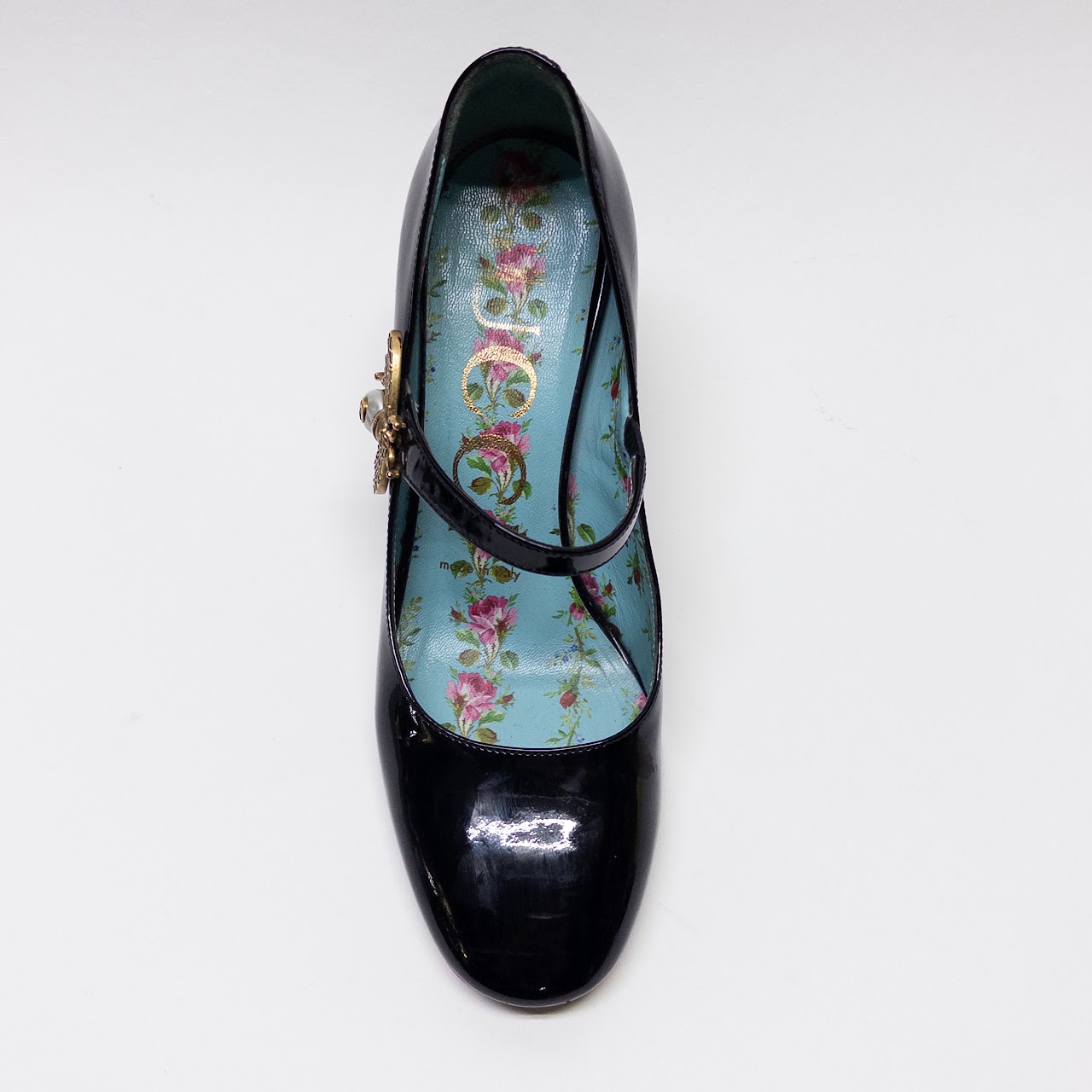 Gucci Patent Leather Bee Embellished Pumps