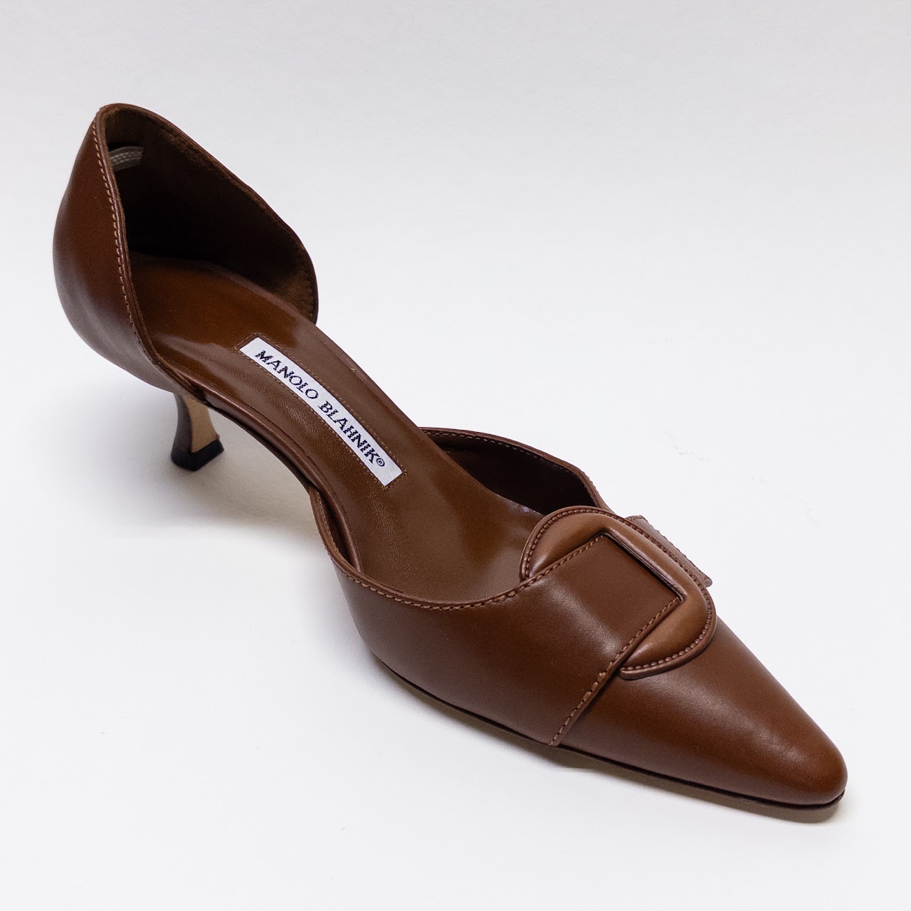 Manolo Blahnik NEW Cognac Leather Coffreny Pumps