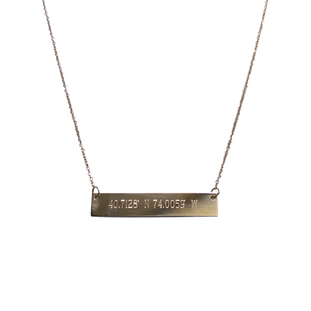 14K Gold Coordinate Plate Necklace