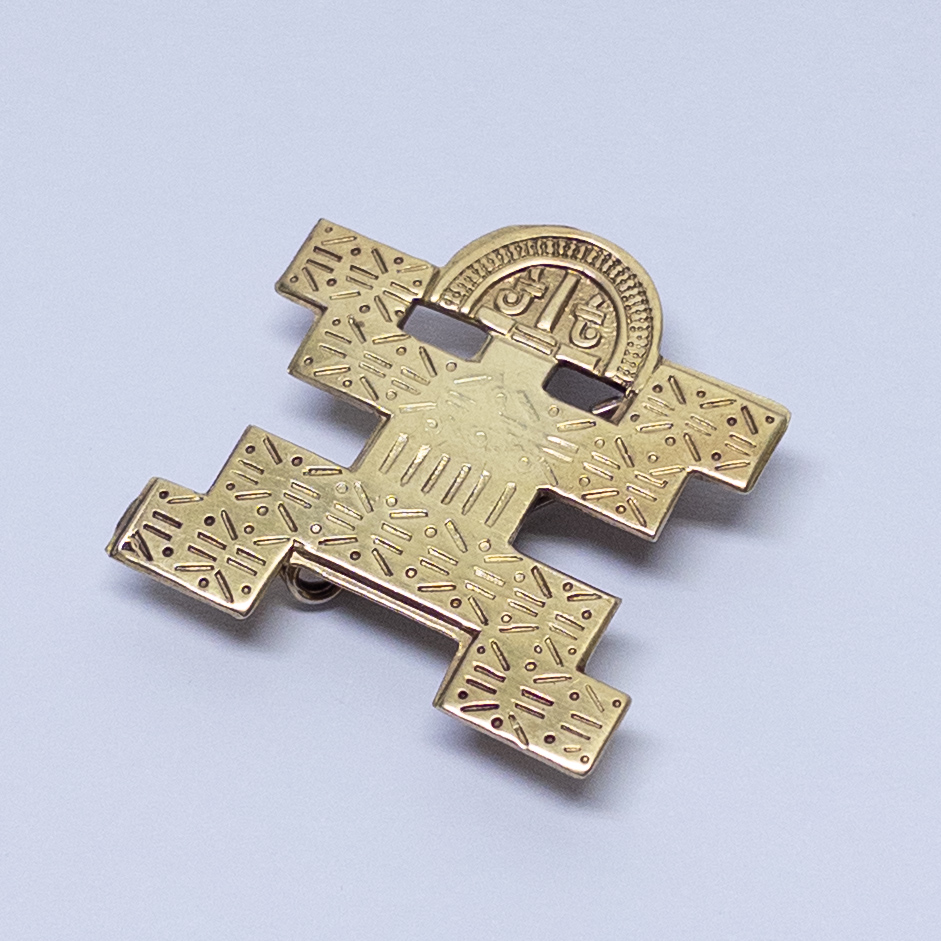 14K Gold Colombian Anthrompomorphic Pectoral Reproduction Convertible Brooch