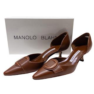 Manolo Blahnik NEW Cognac Leather Coffreny Pumps