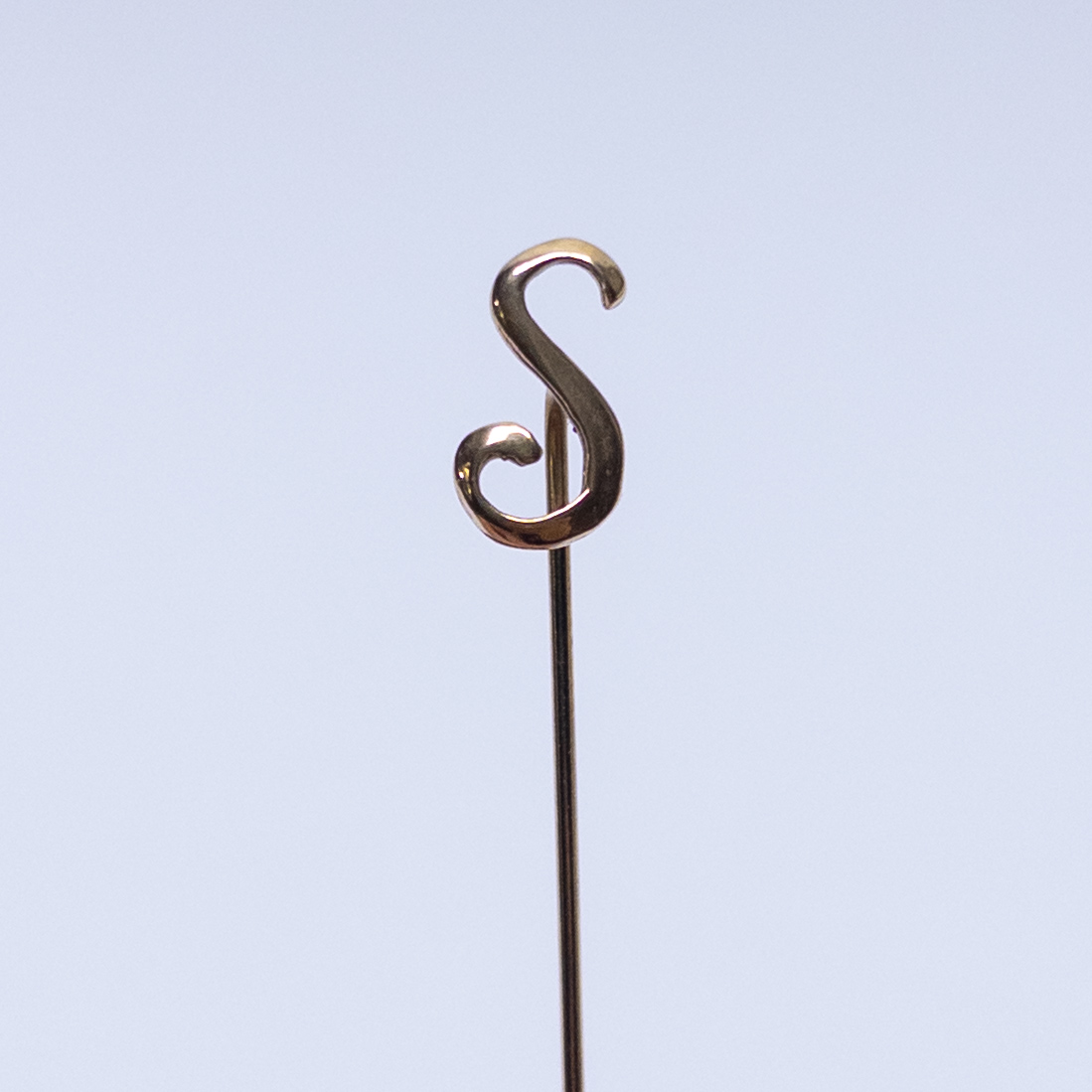 14K Gold Initial 'S' Stick Pin