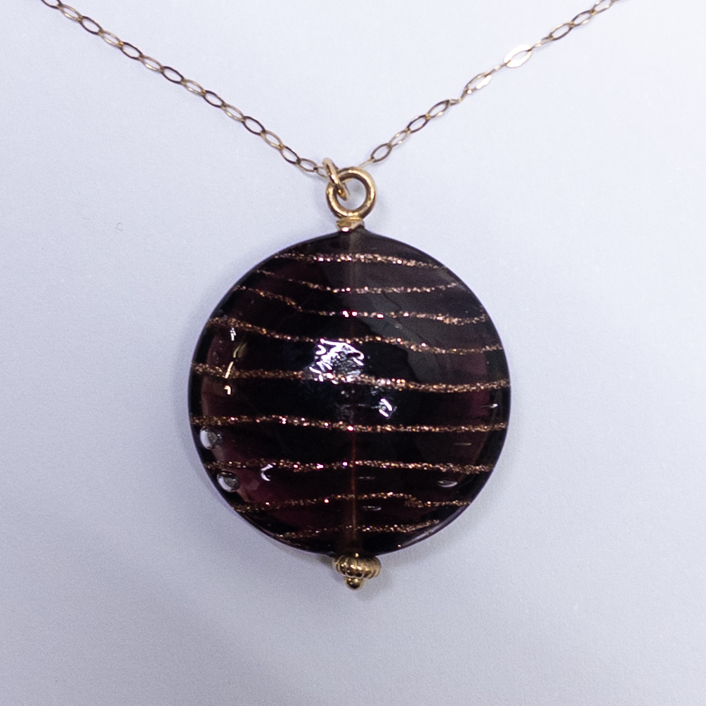 14K Gold Murano Glass Pendant Necklace