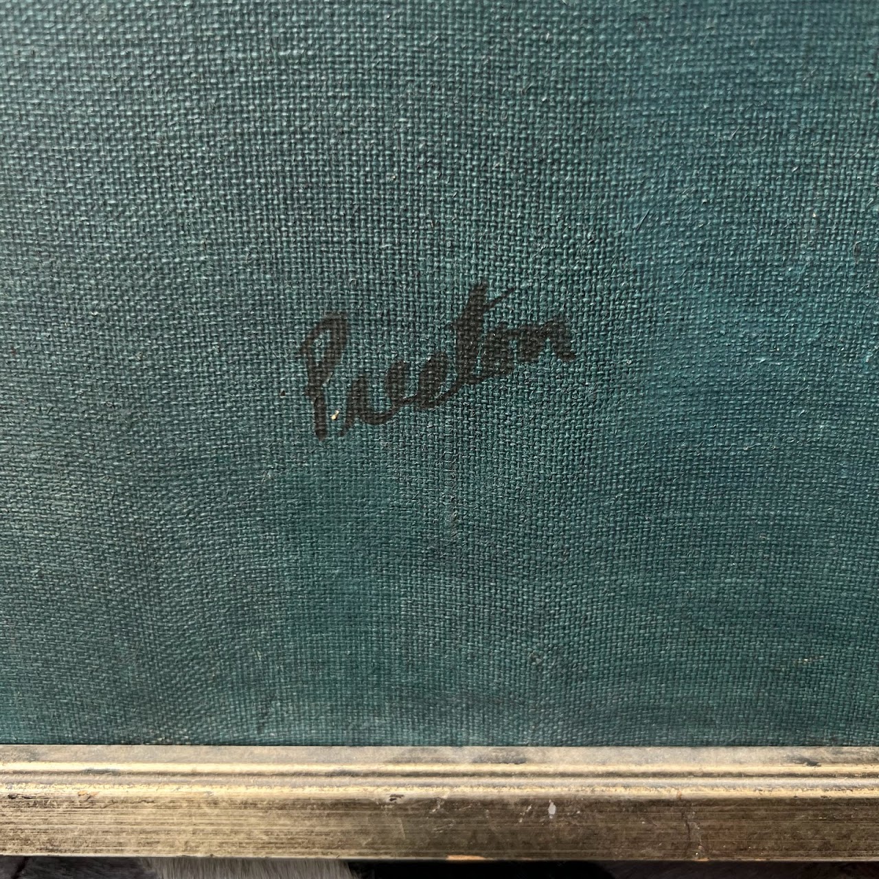 Preston Signed Blue Period Style Oil Painting