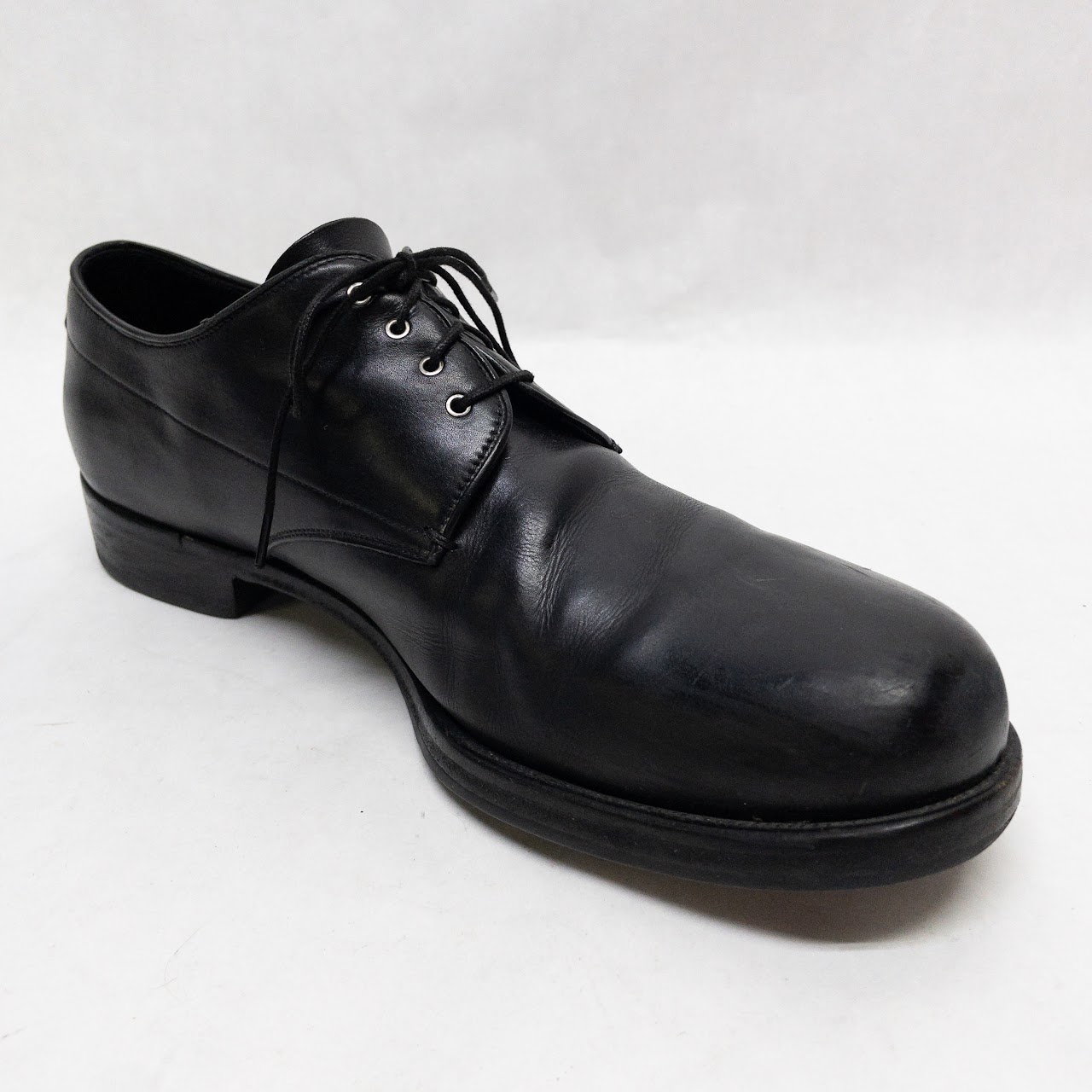 Prada Black Leather Derby Shoes