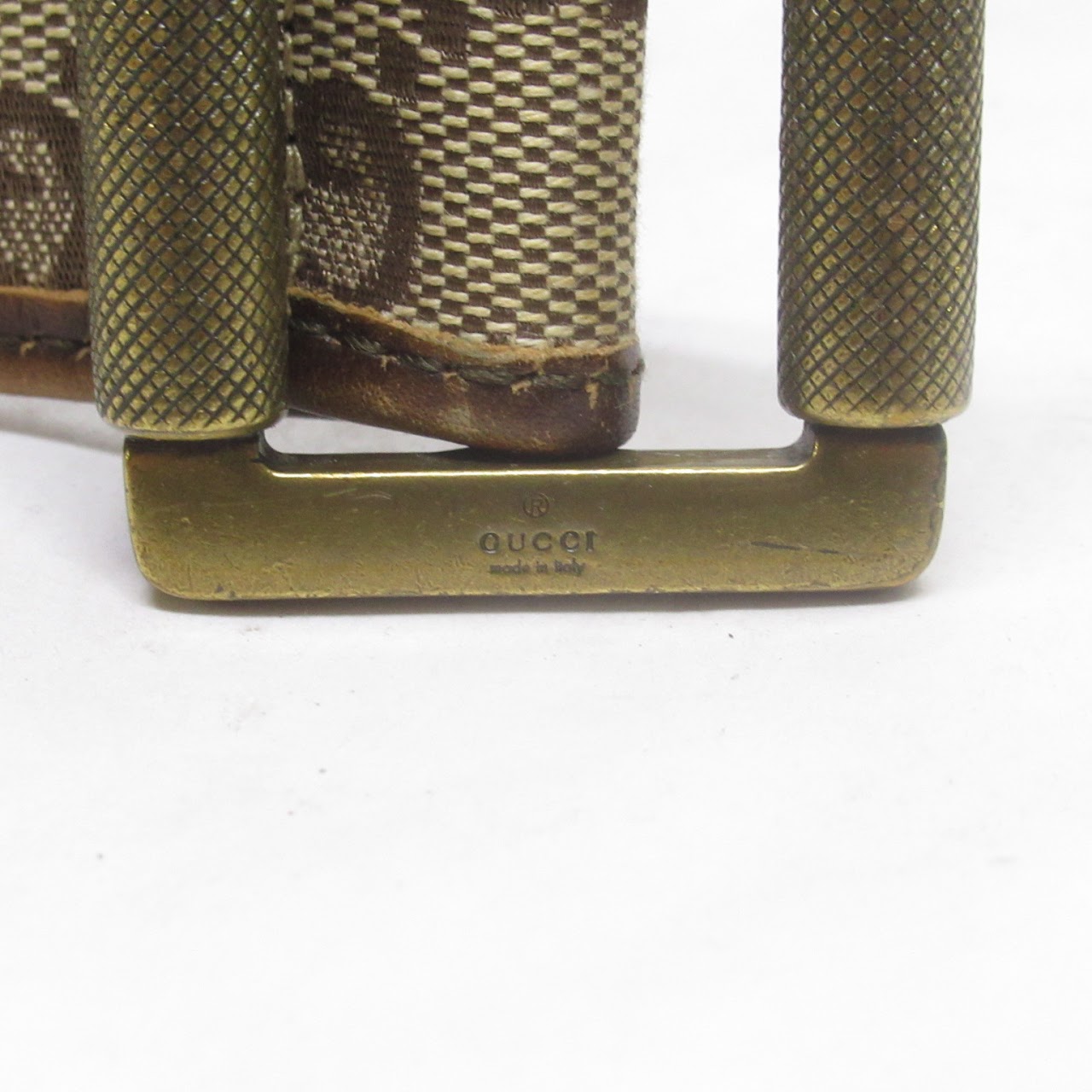 Gucci Leather & Canvas Logo Belt