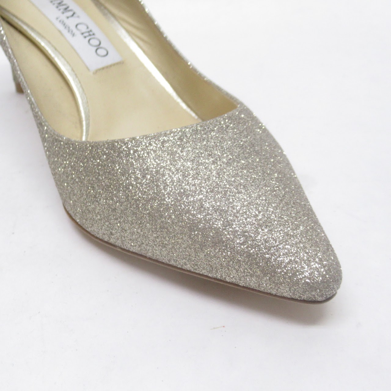 Jimmy Choo Romy Series Fine Gold Glitter Pumps