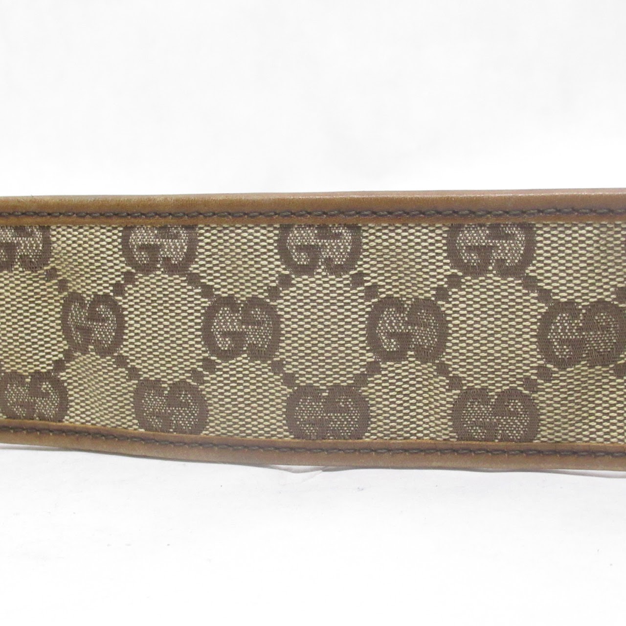 Gucci Leather & Canvas Logo Belt