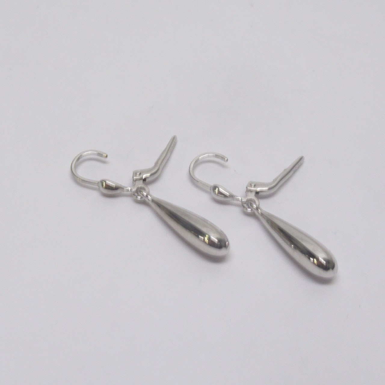 14K White Gold Teardrop Earrings