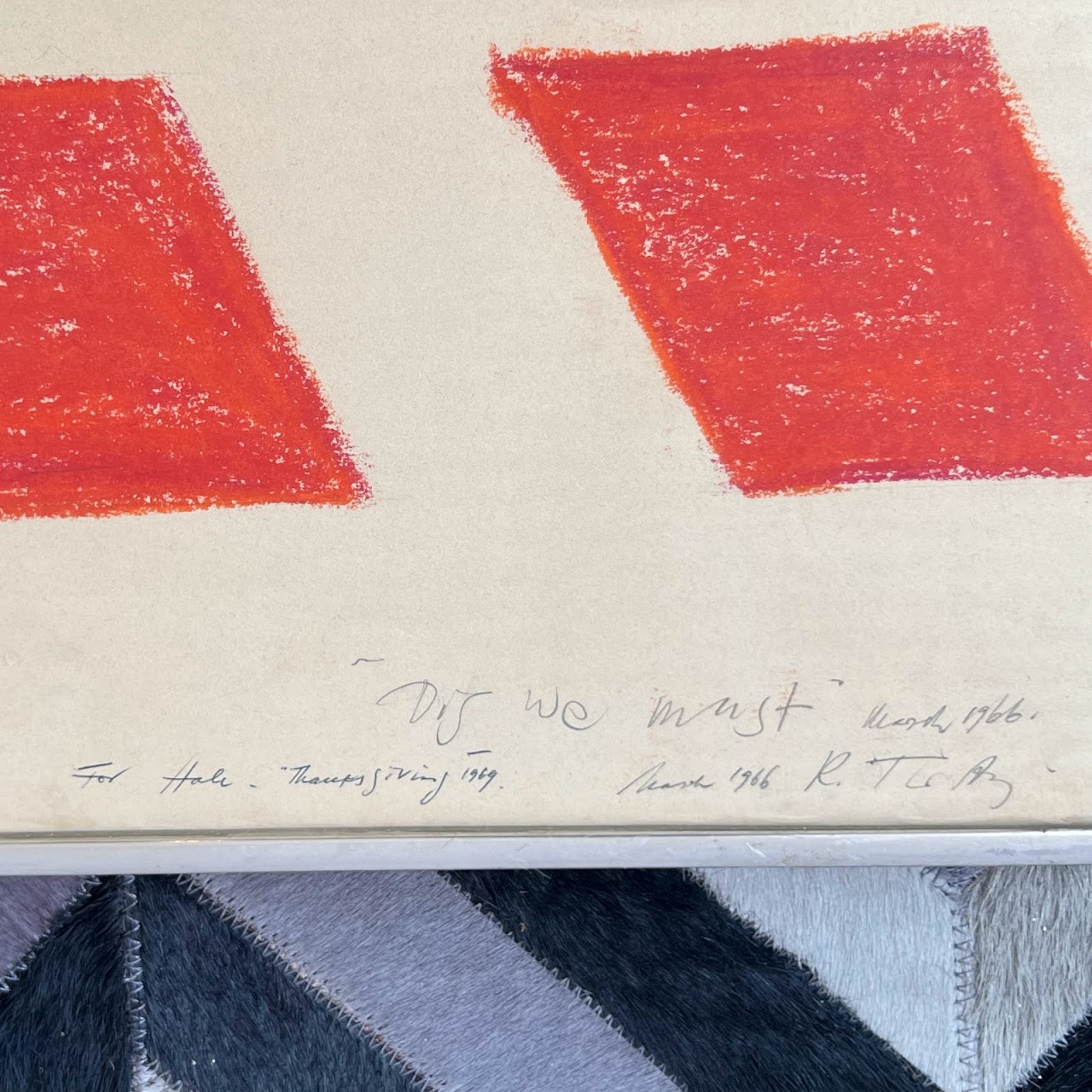 'Dig We Must' Signed Pastel Drawing, 1966