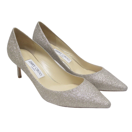 Jimmy Choo Romy Series Fine Gold Glitter Pumps