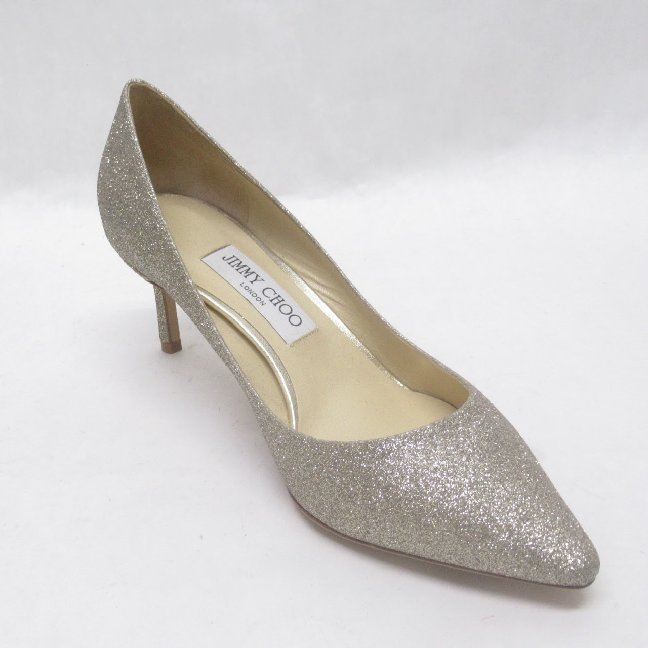 Jimmy Choo Romy Series Fine Gold Glitter Pumps