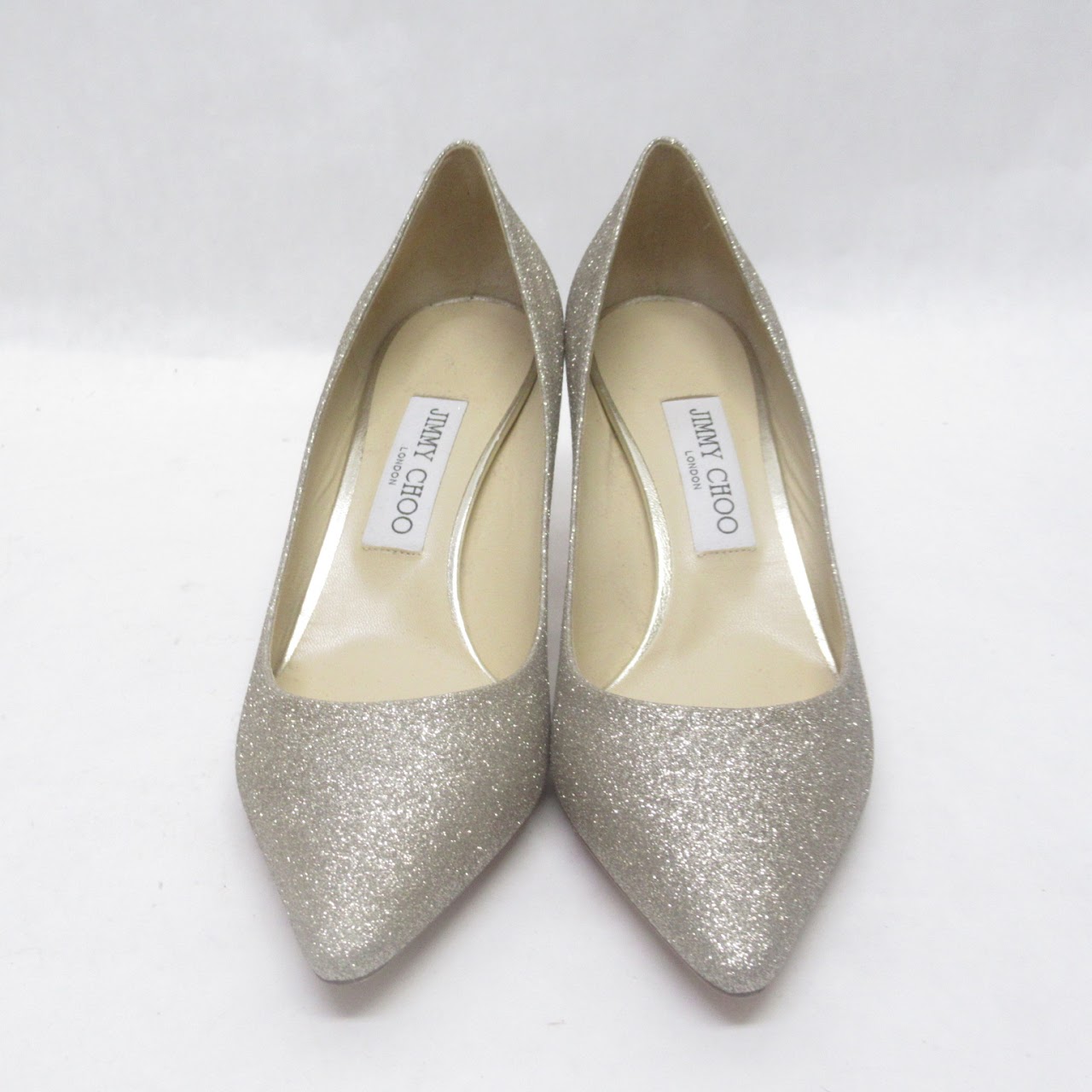 Jimmy Choo Romy Series Fine Gold Glitter Pumps