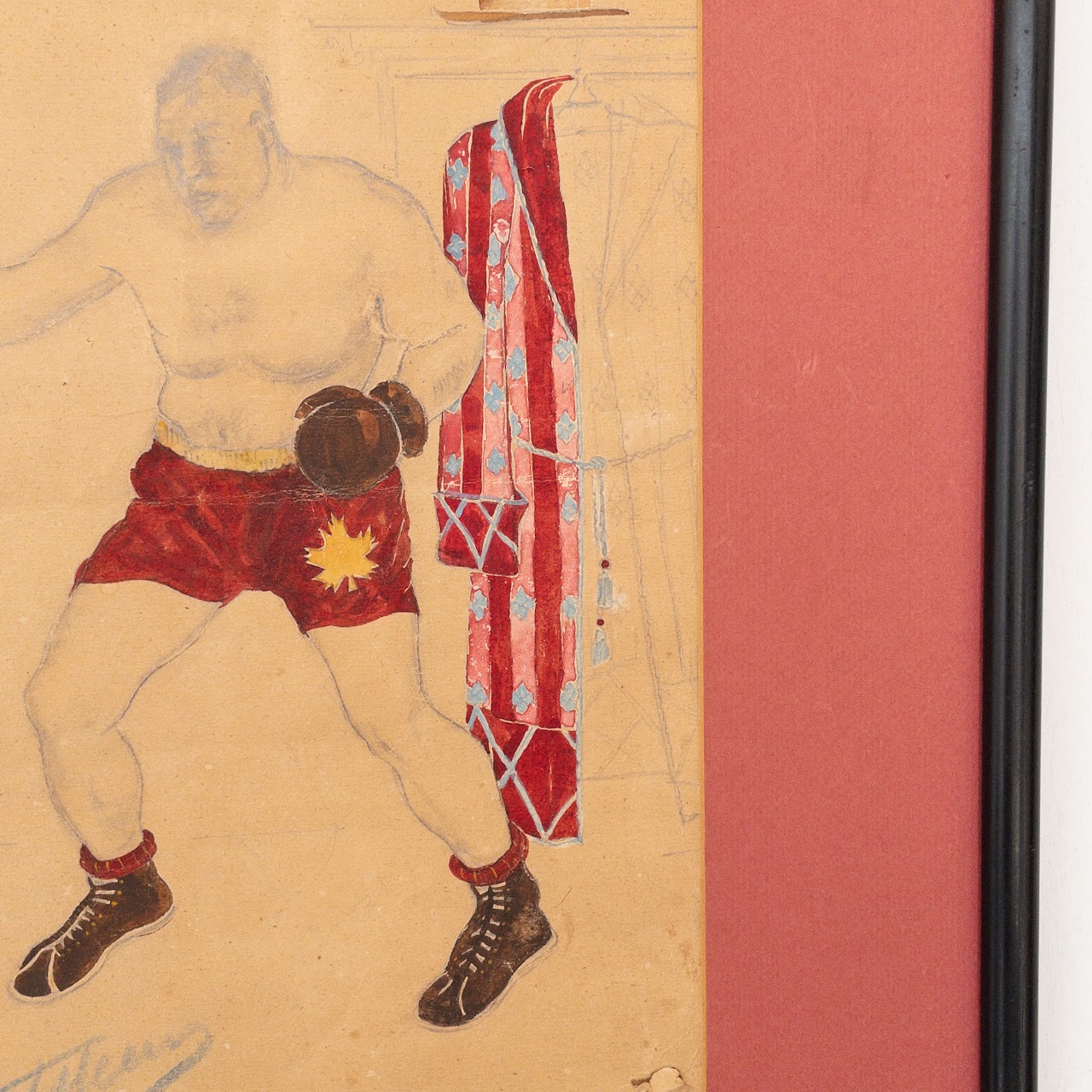 Vintage Russian Boxer Painting